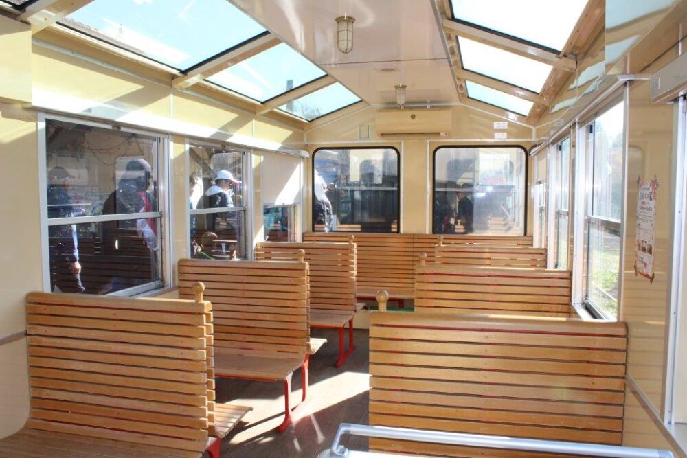 房総里山トロッコ号車内