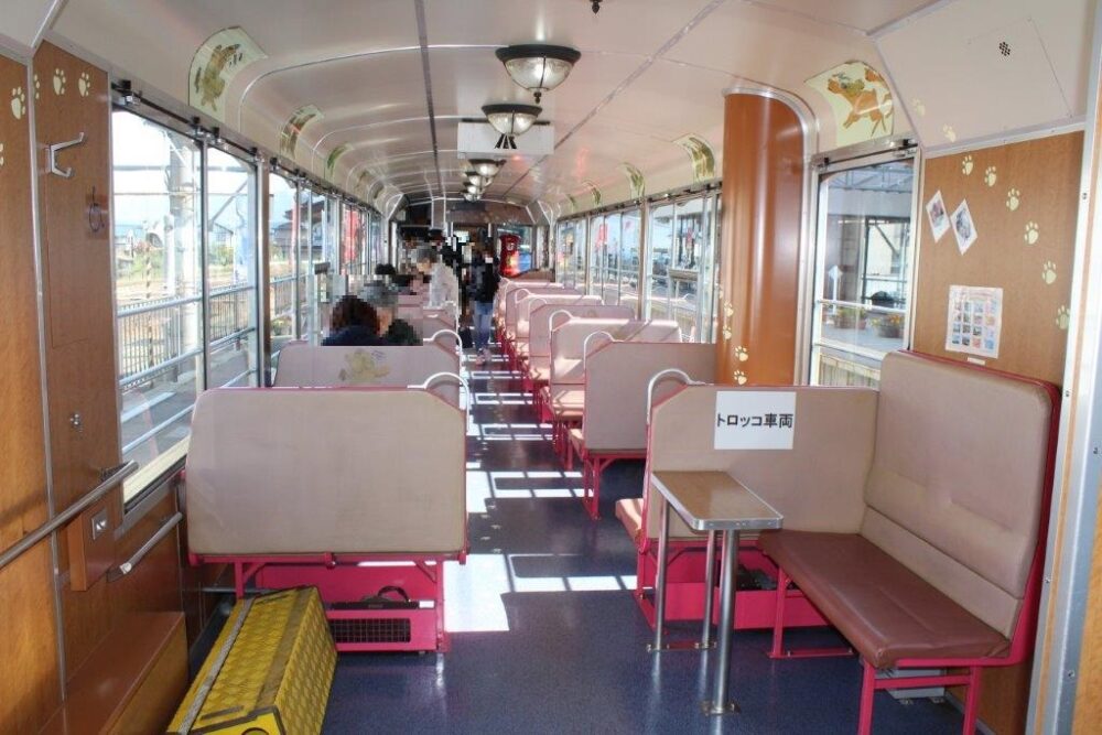 お座トロ展望列車車内