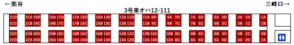 SLパレオエクスプレス座席表3号車
