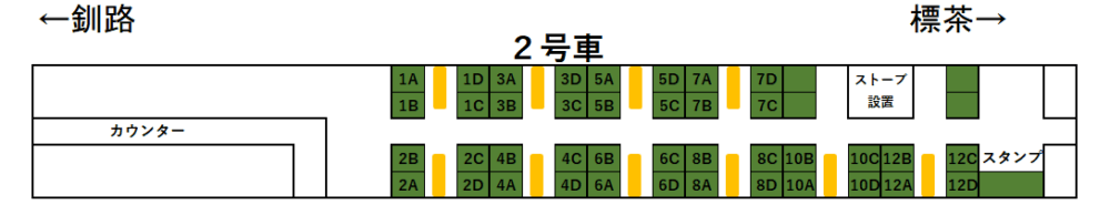 SL冬の湿原号２号車座席表